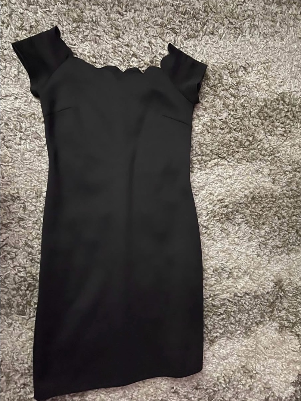 Classic Black Scalloped Neck Sheath Dress - Picture 2 of 2